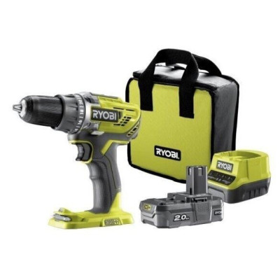 Ryobi akku-skruetrækker R18DD3-120S, 18 V (med batteri, oplader og transporttaske)
