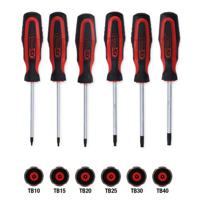 KS Tools ERGOTORQUEplus skruetrækkersæt, 6 dele, Torx med boring (159.0040)