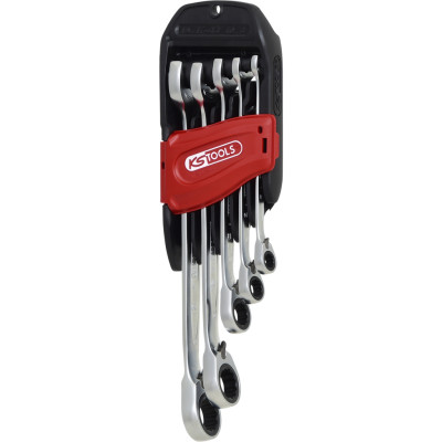 KS Tools DUO GEAR ringgaffelnøglesæt, åben skraldefunktion, 5 dele, vendbar (503.5905)