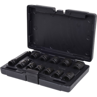KS Tools 1/2" sekskantet slagtopnøglesæt, kort, 12 dele (515.0112)