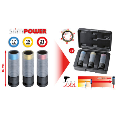 KS Tools SlimPOWER slagtopnøglesæt, 3 dele, 1/2" (515.0990)