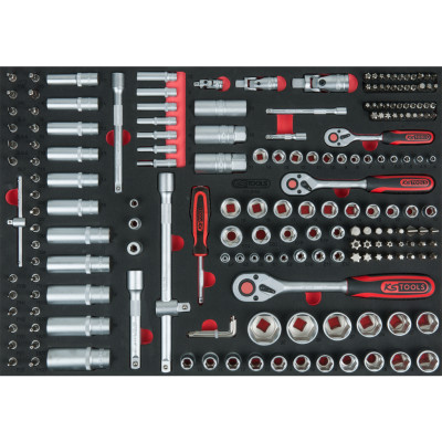 KS Tools 1/4"+3/8"+1/2" topnøglesæt, 195 dele i 1/1 systemindsats (711.0195)