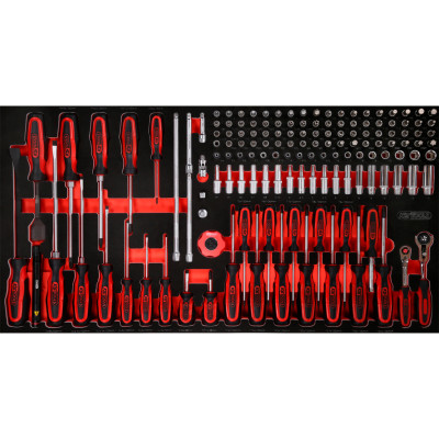 KS Tools 1/4" topnøgle- og skruetrækkersæt i skumindlæg, 146 dele (813.0146)