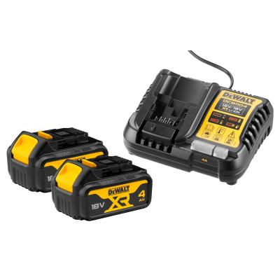 DeWalt batteri- og opladerstartsæt DCB1104M2 18 V 2x 4,0 Ah