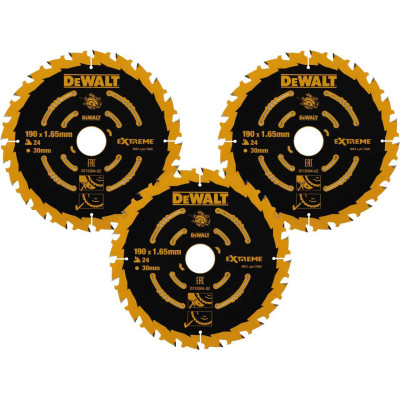 DeWalt rundsavklingesæt DT10304-QZ 190 x 30 mm, 3 vnt., 24 dantys