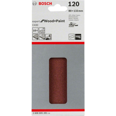 Bosch C430 slibeark 80 × 133 mm, P120, 10 pcs