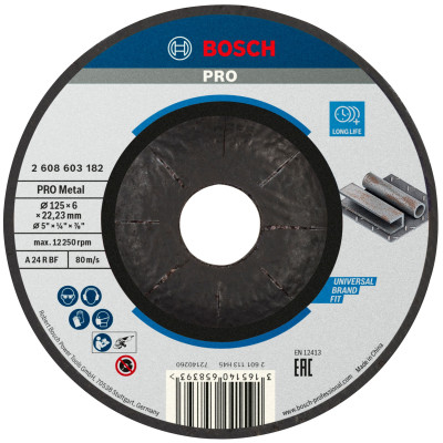 Bosch PRO Metal slibeskive 125 x 6 x 22,23 mm
