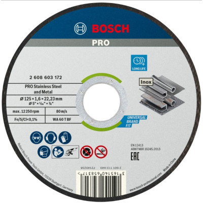 Bosch PRO skæreskive til rustfrit stål og metal 125 x 1,6 x 22,23 mm